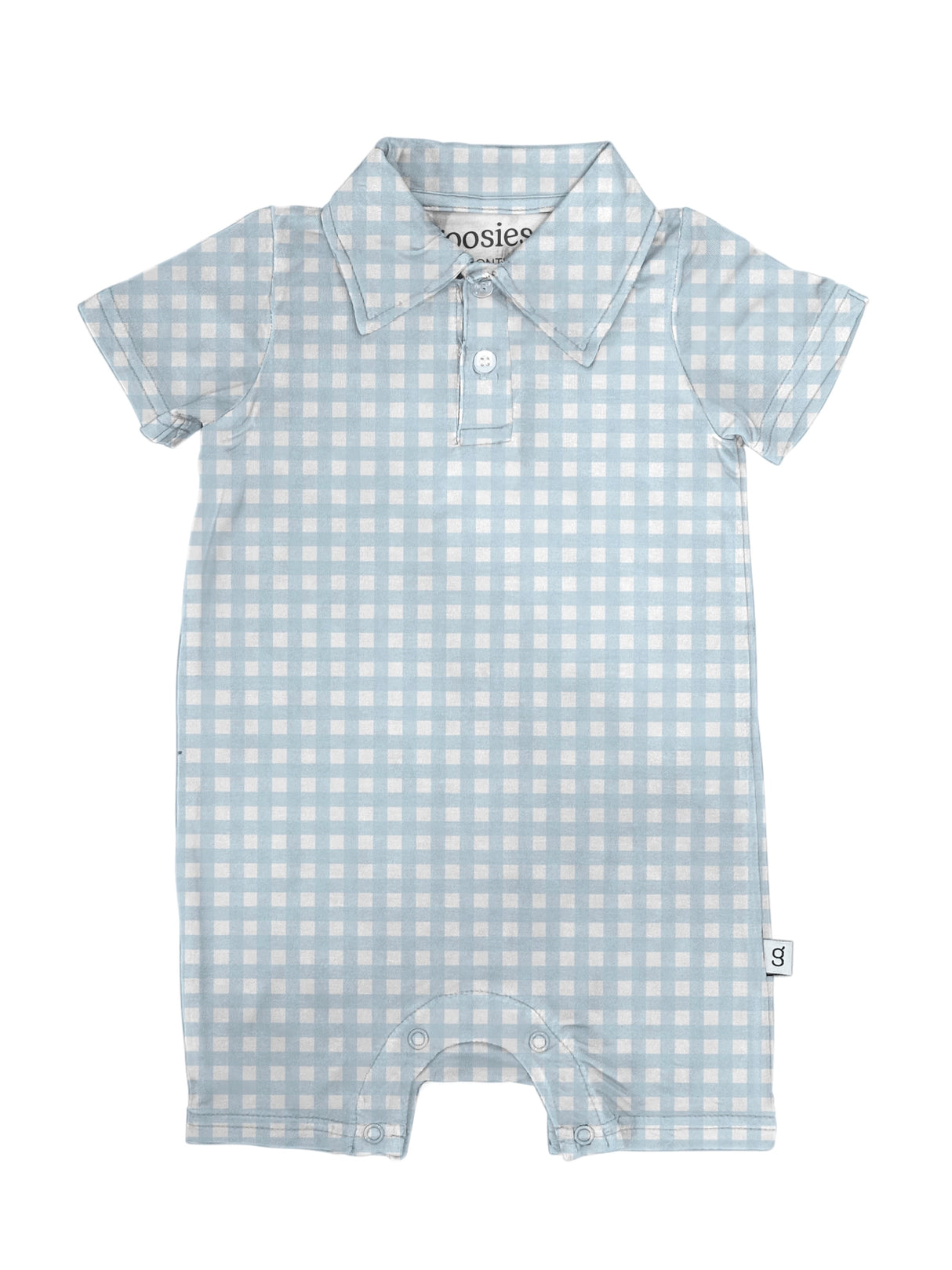 Blue Gingham Polo Bamboo Romper