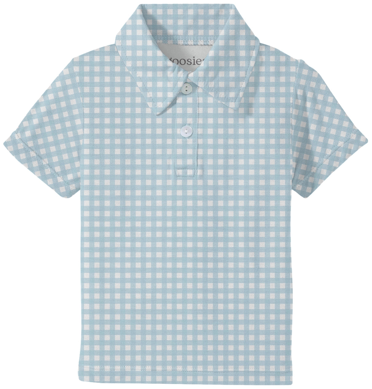 Blue Gingham Bamboo Polo