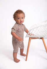 Chocolate Stripe Bamboo Romper