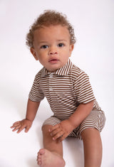 Chocolate Stripe Bamboo Romper
