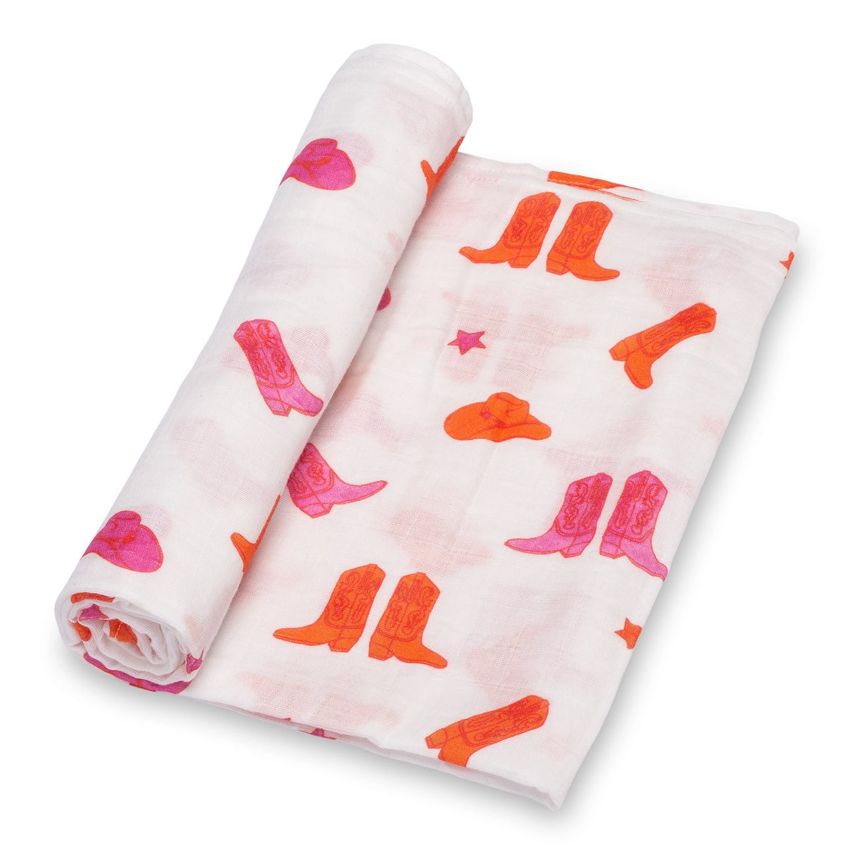 Pink Boots Cotton Muslin Swaddle