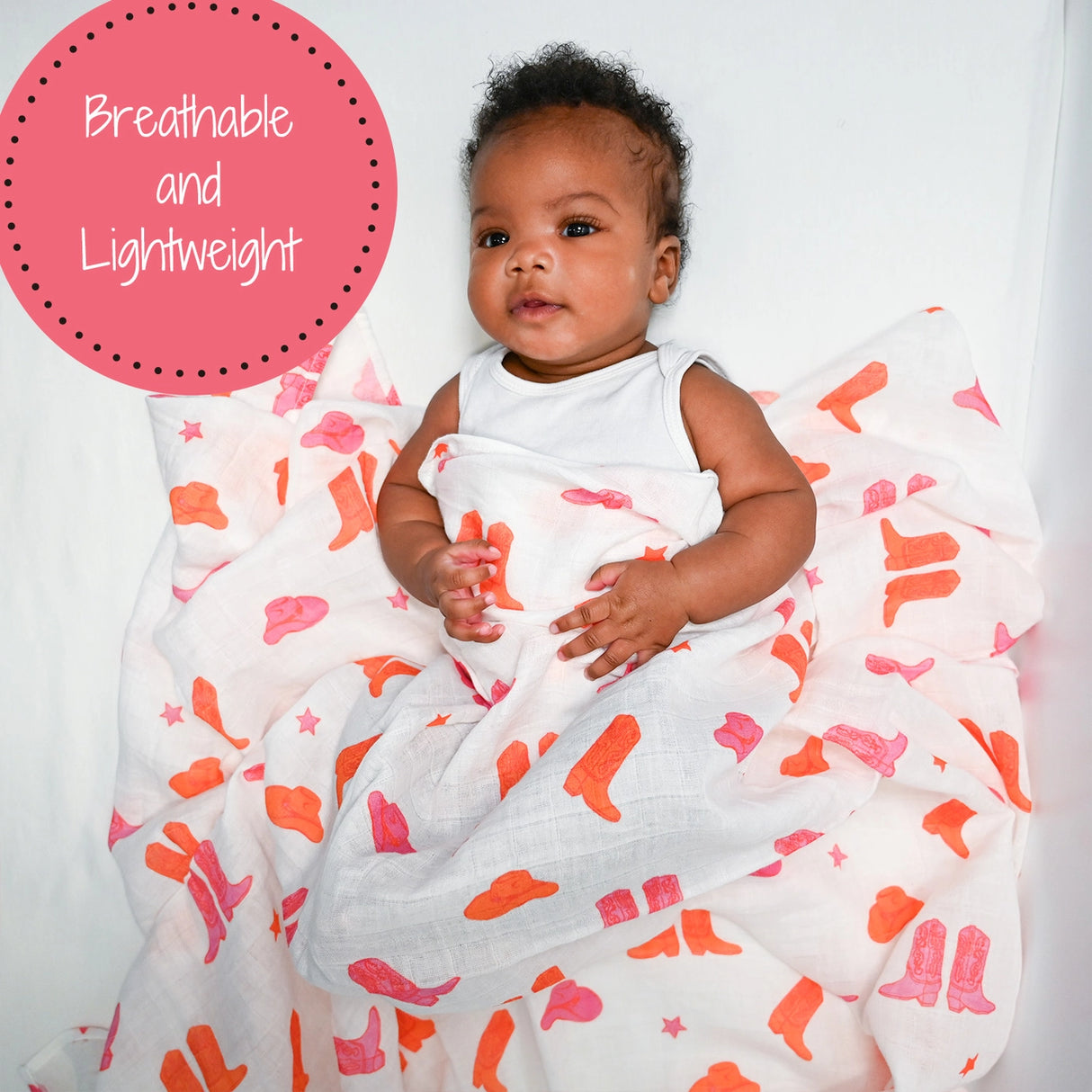 Pink Boots Cotton Muslin Swaddle