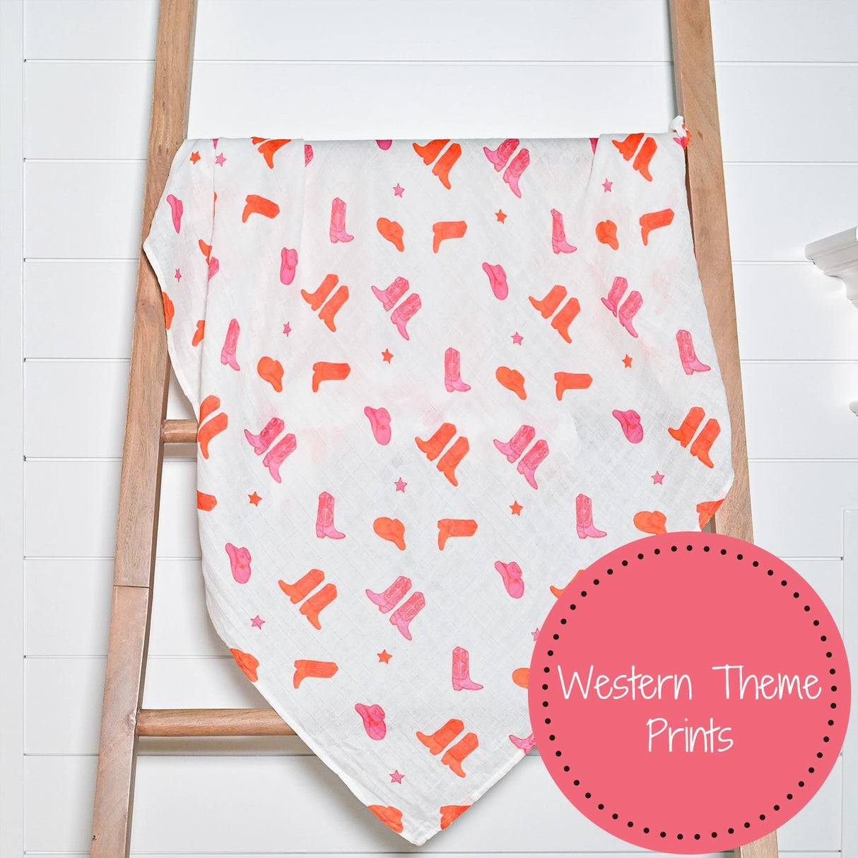 Pink Boots Cotton Muslin Swaddle