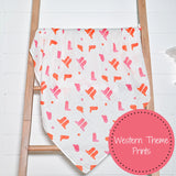 Pink Boots Cotton Muslin Swaddle