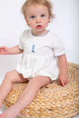 Blue Boot Pip Embroidered Bubble Romper