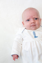 Blue Boot Pip Embroidered Gown