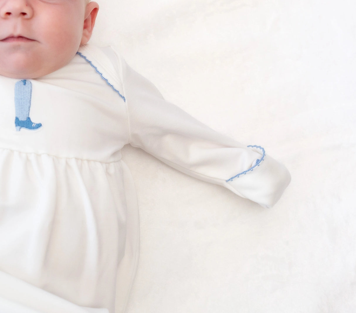 Blue Boot Pip Embroidered Gown