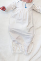 Blue Boot Pip Embroidered Gown