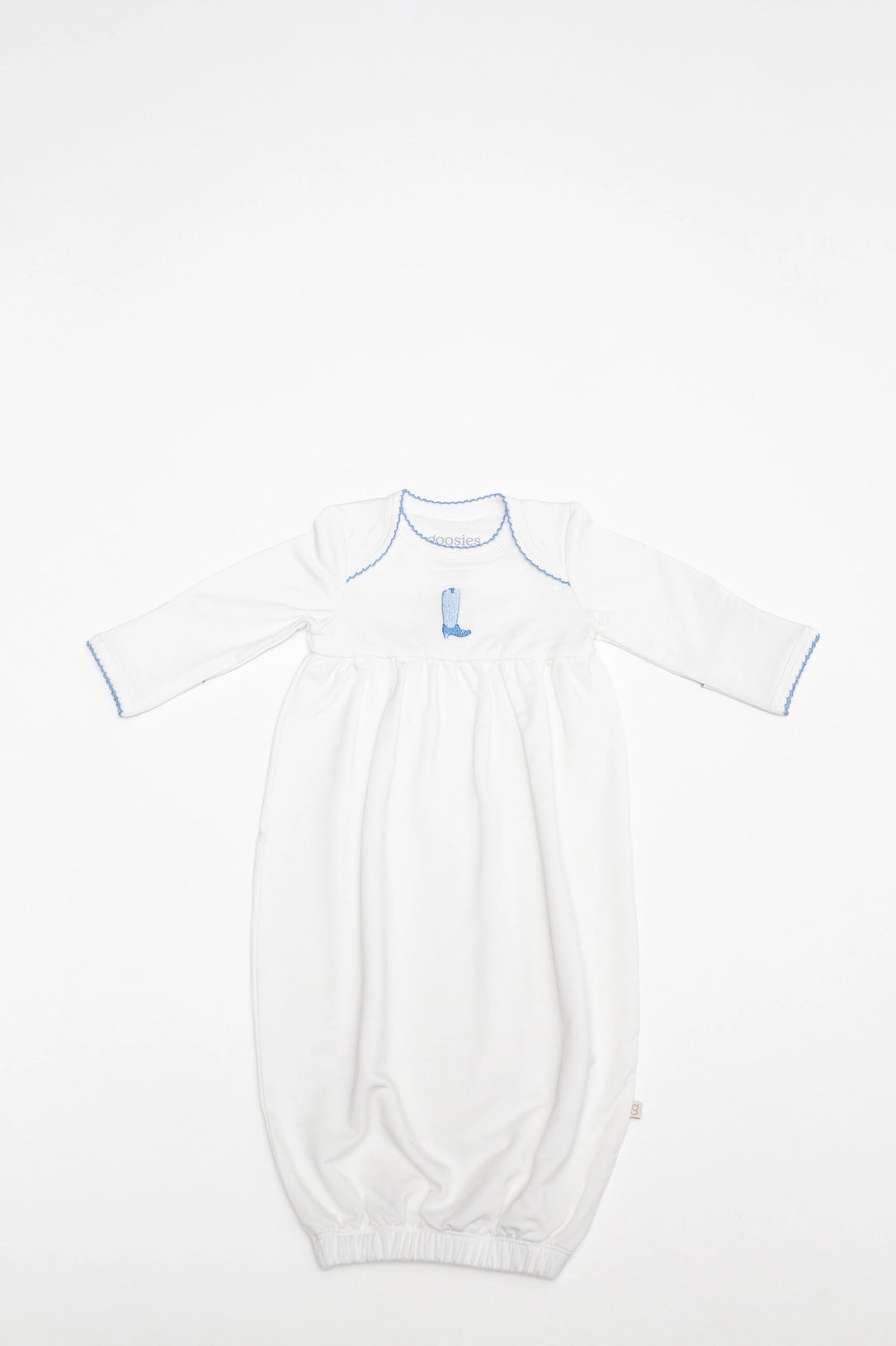 Blue Boot Pip Embroidered Gown