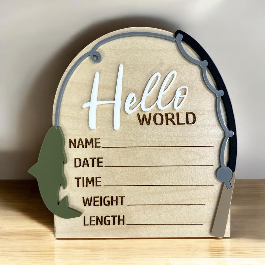 Fishing Birth Announcement Sign