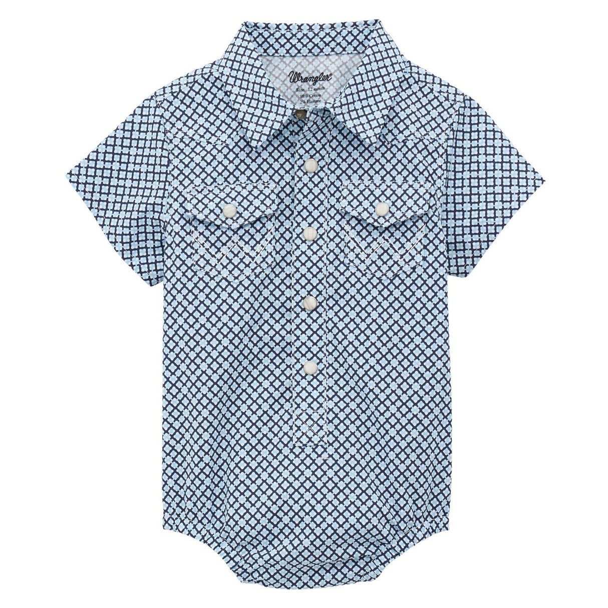 Wrangler Infant Short Sleeve Blue Cross Diamond Bodysuit