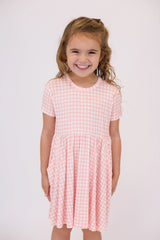 Pink Gingham Short Sleeve Toddler Dress