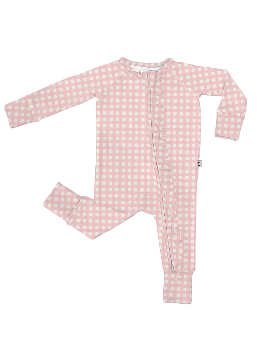 Cottage Pink Ruffle Gingham Bamboo 2-Way Zipper PJ’s