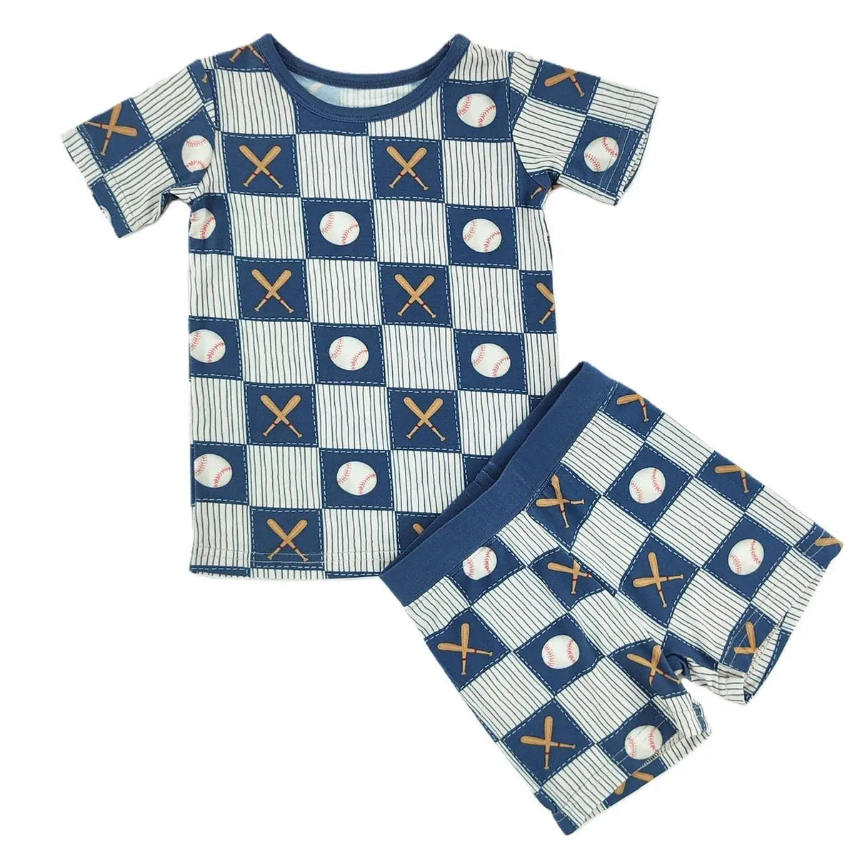 Baseball Patchwork Bamboo Short Set