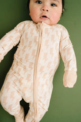 Neutral Lightening Bolt Bamboo Zipper PJ’s