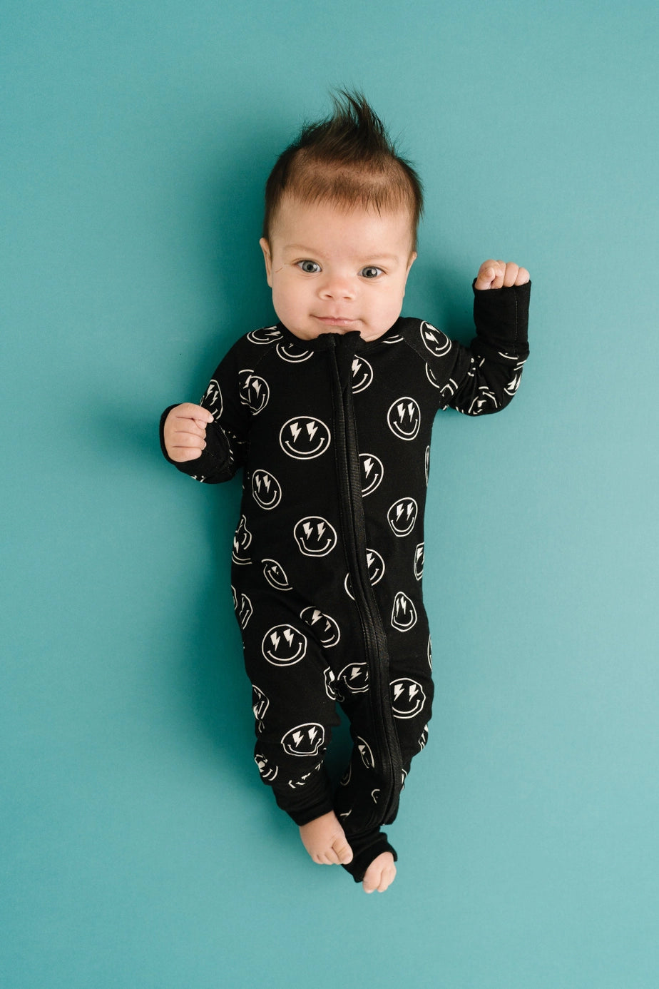 Onyx Smiley Face Bamboo Zipper PJ’s