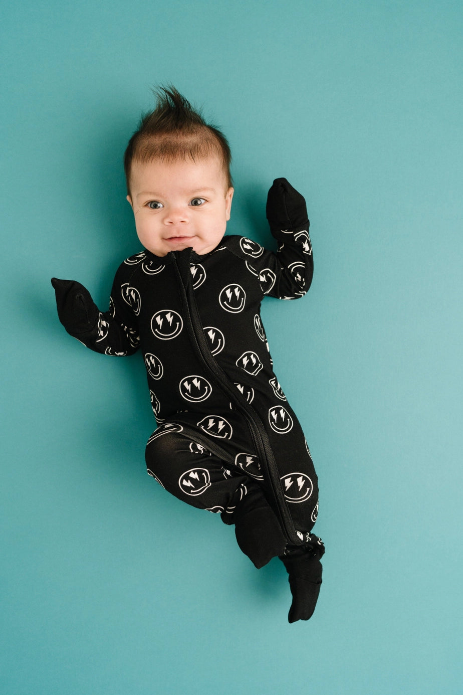 Onyx Smiley Face Bamboo Zipper PJ’s