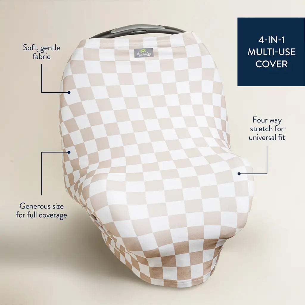 Taupe Checkerboard Mom Boss 4-in-1 Multi-Use Cover