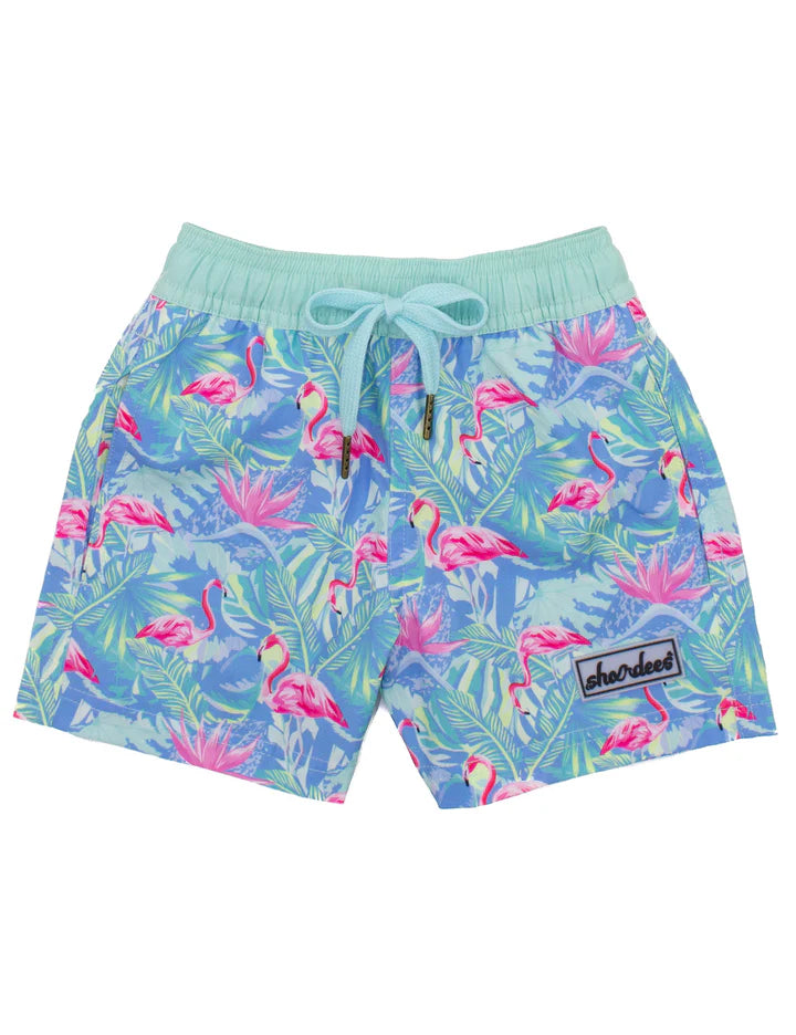 Shordees Swim Trunk Floral Flamingo