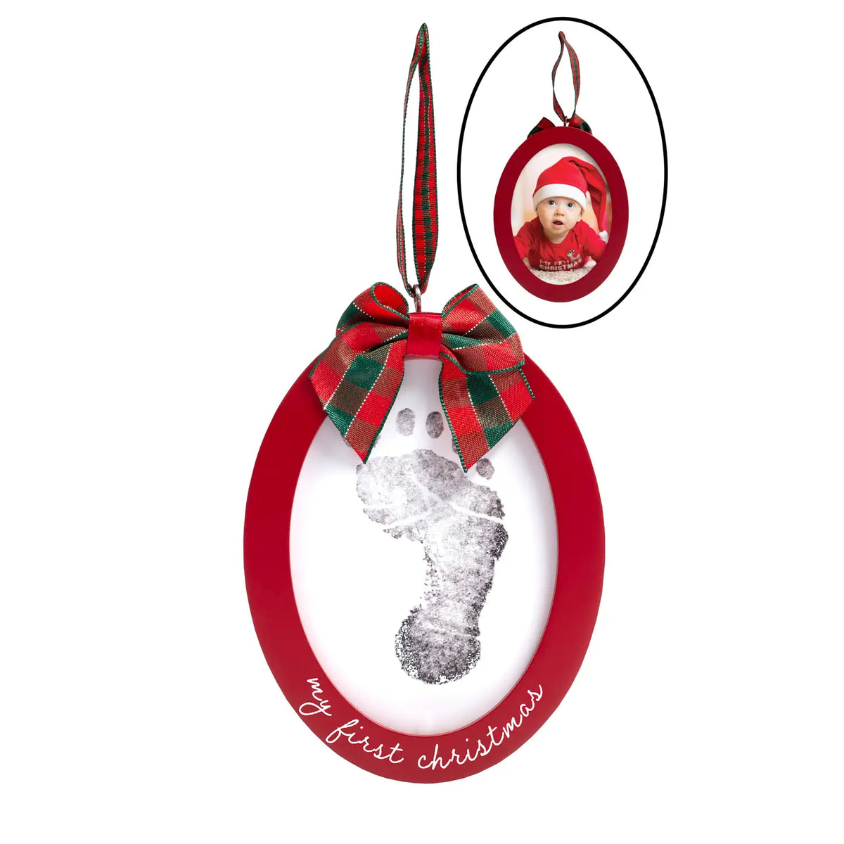 Double-Sided Photo & Baby Footprint Keepsake Ornament