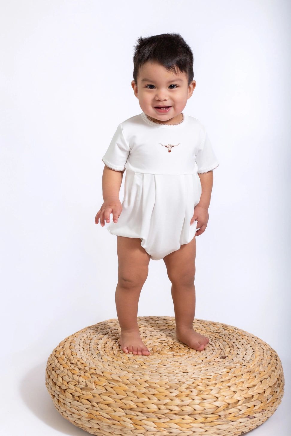 Longhorn Pip Embroidered Bubble Romper