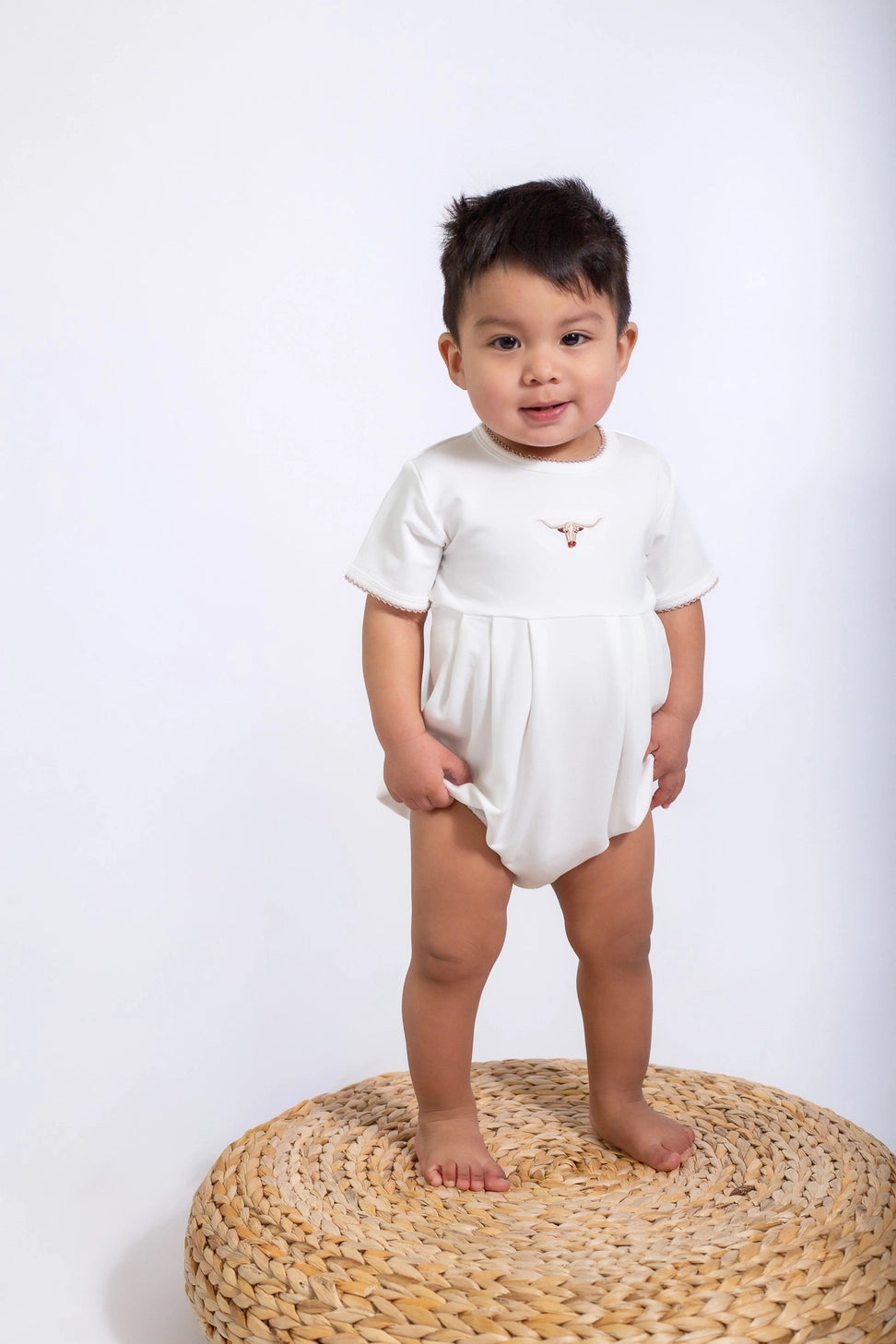 Longhorn Pip Embroidered Bubble Romper