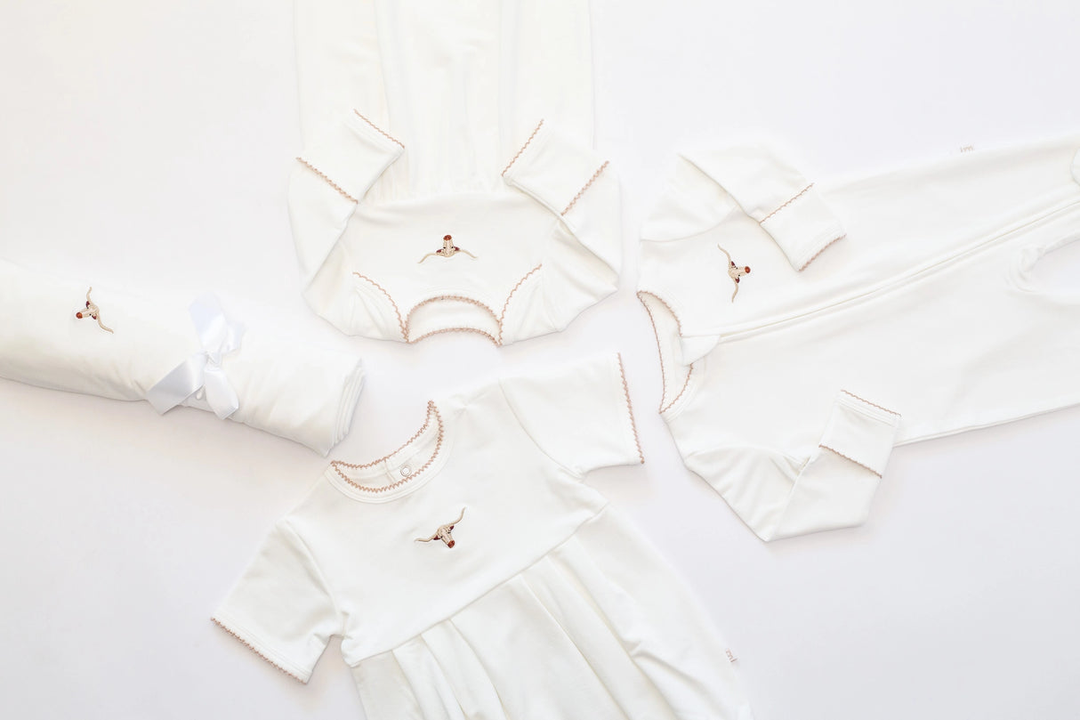 Longhorn Pip Embroidered Bubble Romper