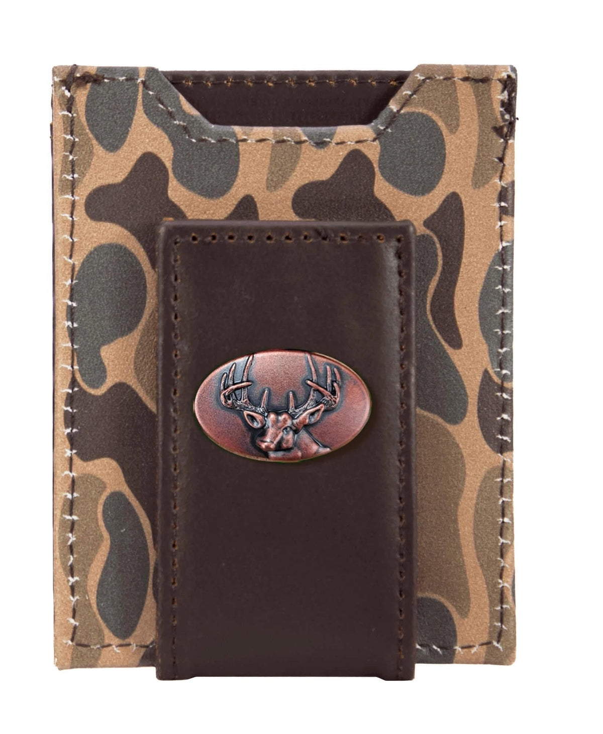 Buck Men’s Magnetic Front Pocket Old School Camo Lather Wallet