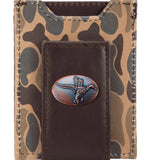 Mallard Men’s Magnetic Front Pocket Old School Camo Lather Wallet