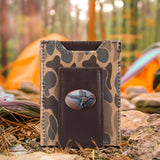 Mallard Men’s Magnetic Front Pocket Old School Camo Lather Wallet