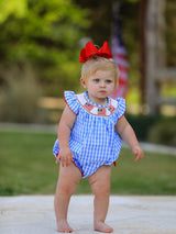 4th of July Flag Smocked Bubble Romper