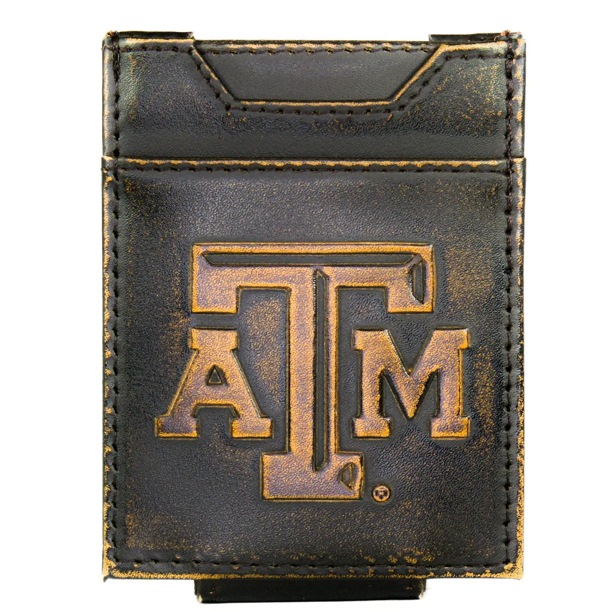 Texas A&M Aggies Burnished Leather Magnetic Front Pocket Wallet