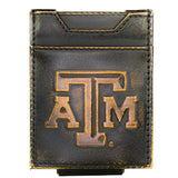 Texas A&M Aggies Burnished Leather Magnetic Front Pocket Wallet