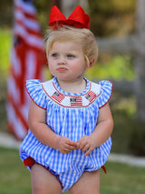 4th of July Flag Smocked Bubble Romper