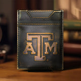 Texas A&M Aggies Burnished Leather Magnetic Front Pocket Wallet