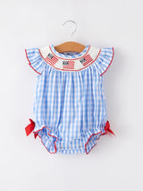 4th of July Flag Smocked Bubble Romper