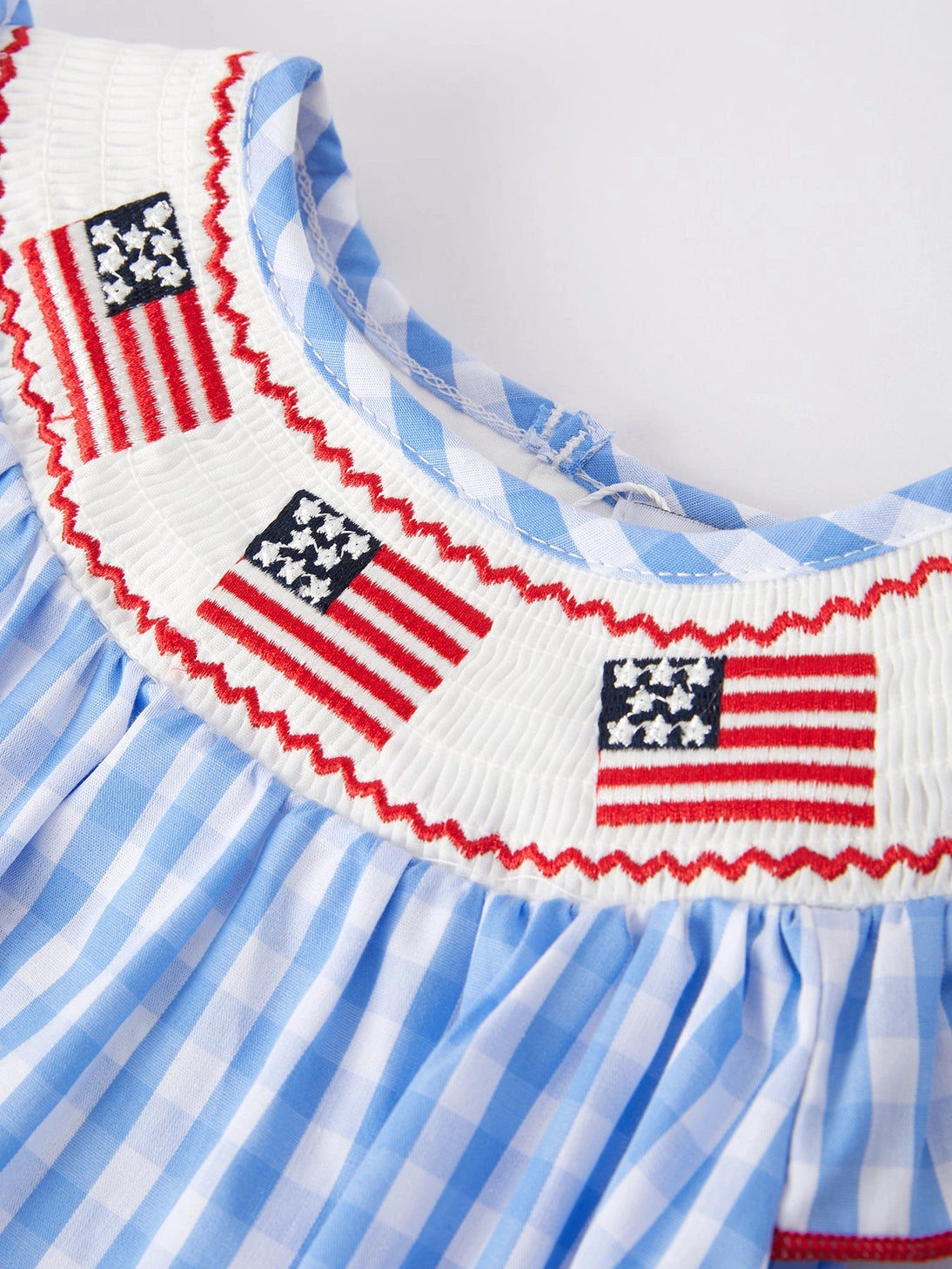 4th of July Flag Smocked Bubble Romper