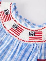 4th of July Flag Smocked Bubble Romper