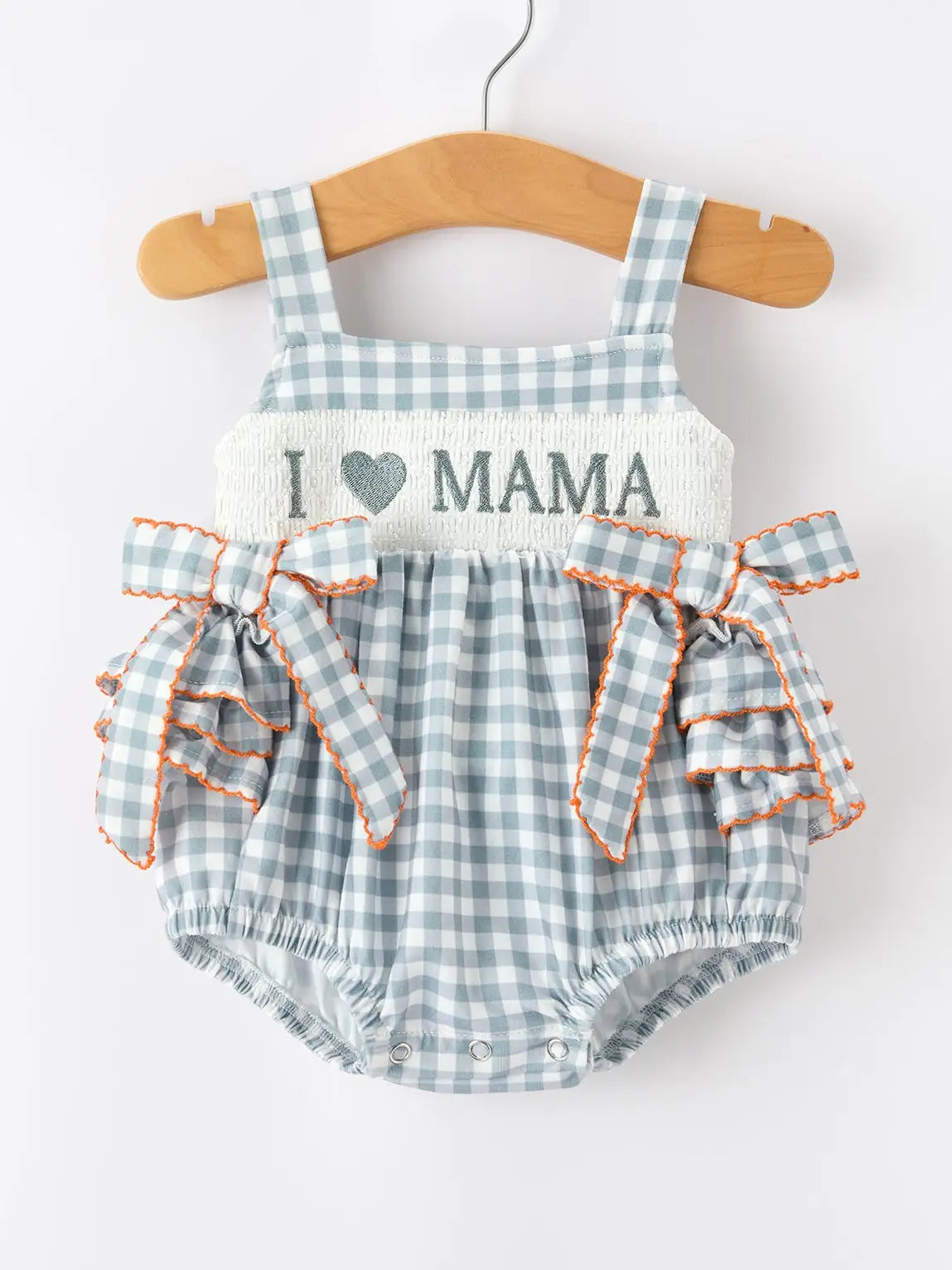 I Love Mama Smocked Ruffle Bubble