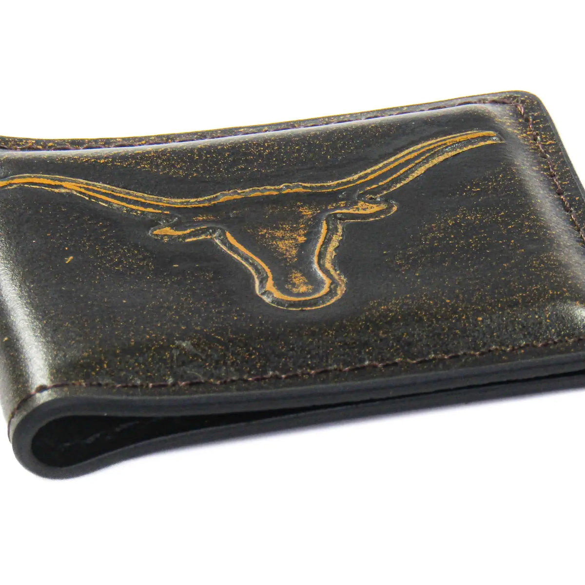 Texas Longhorns Burnished Leather Money Clip