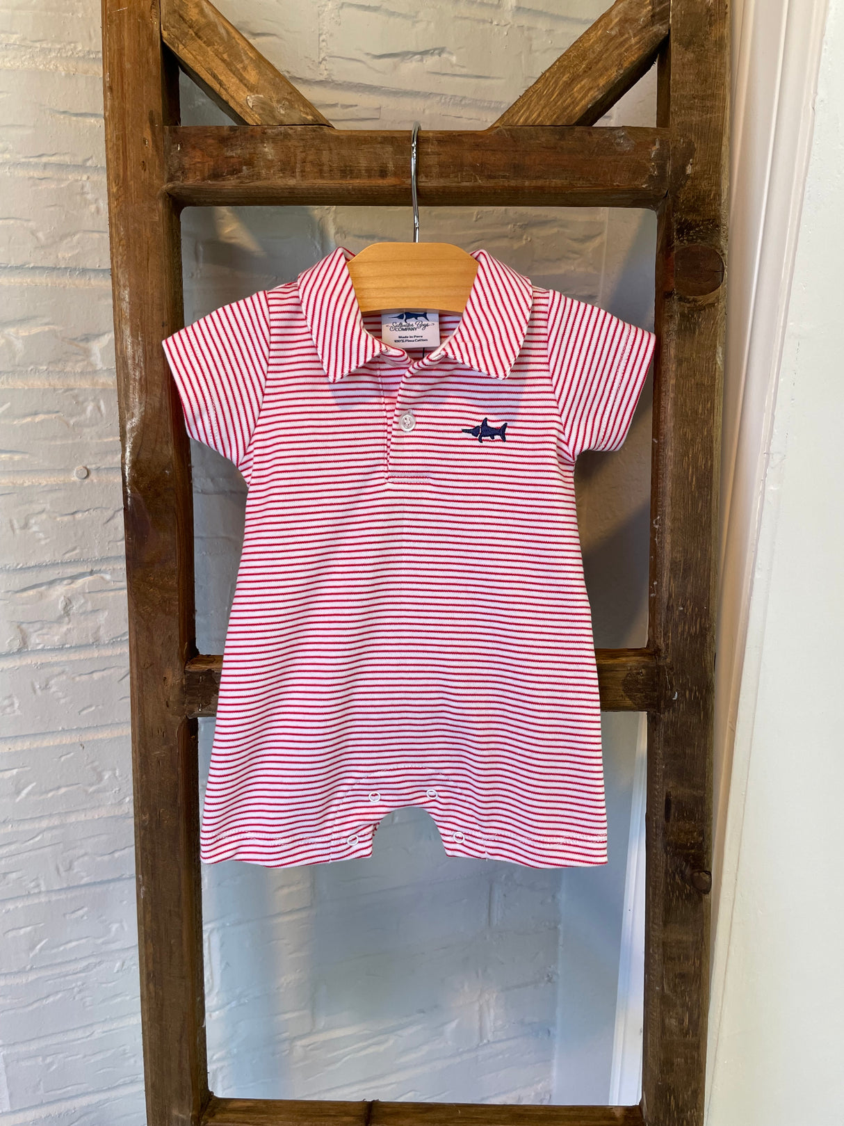 Red Stripe Polo Romper