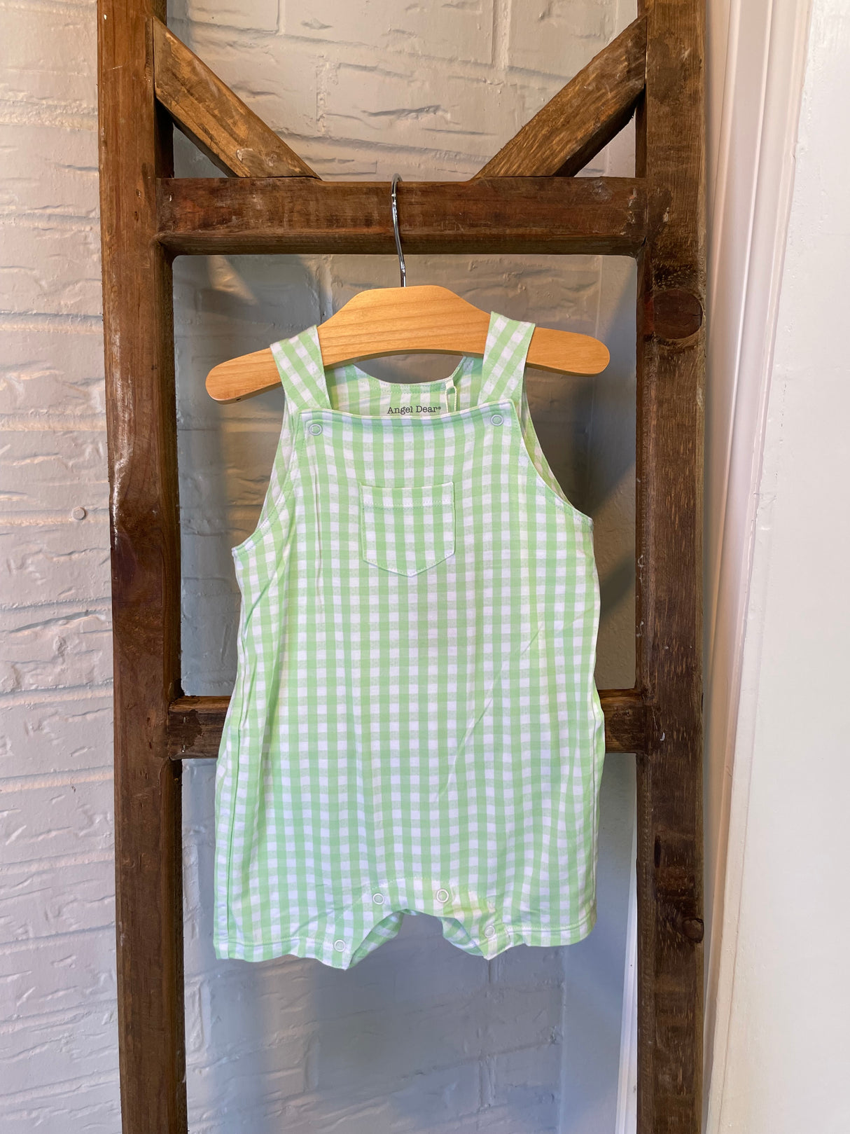 Mini Gingham Green Overall Shortie