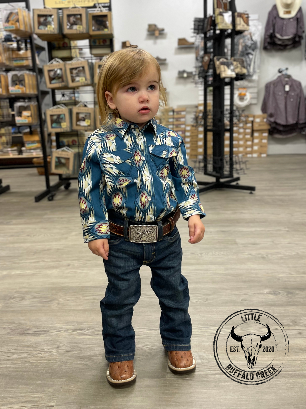 Wrangler Baby Pearl Snap - Blue Checotah