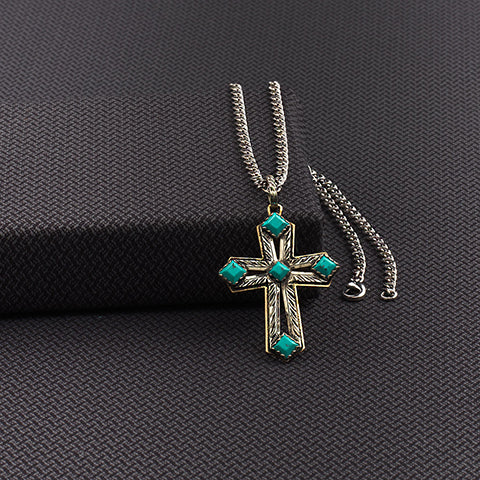 Discover 132+ silver turquoise cross necklace