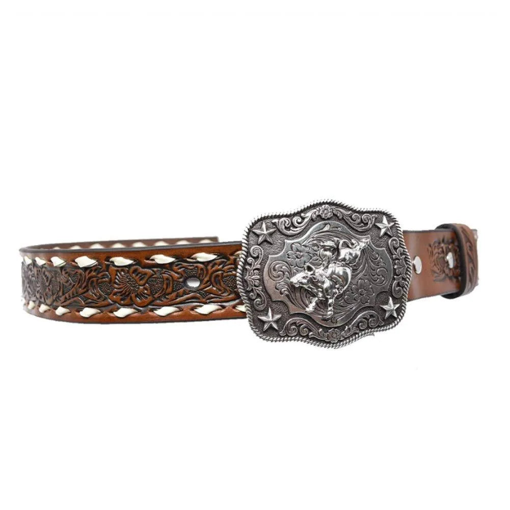 Nocona Boys Floral Belt w/ Bull Rider Buckle