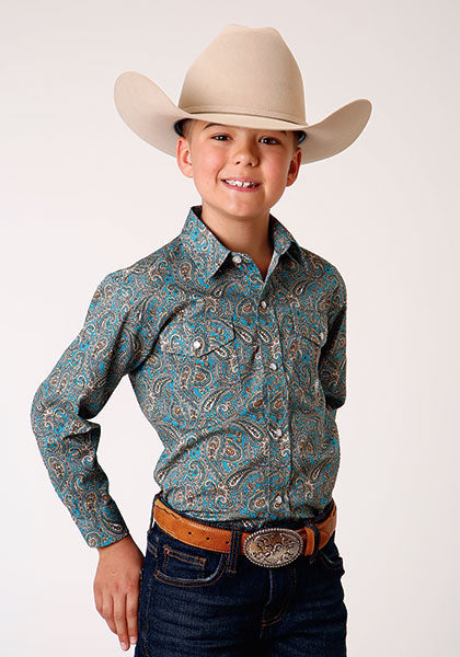 Amarillo Turquoise Saddle Paisley LS Snap