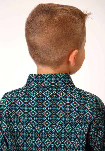 West Made Diamond Aztec Green LS Snap