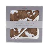 Cowhide Hooded Towel & Washcloth Set