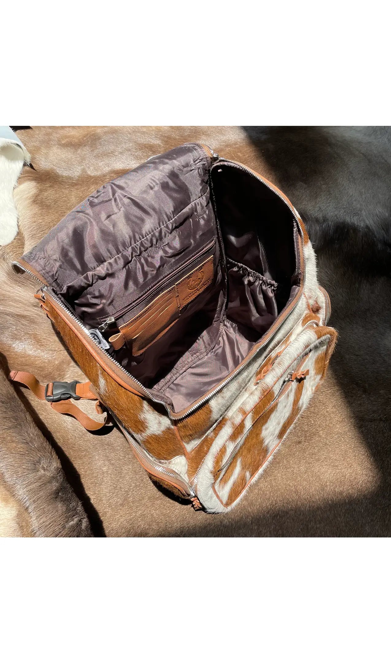 Cowhide diaper bag backpack on sale