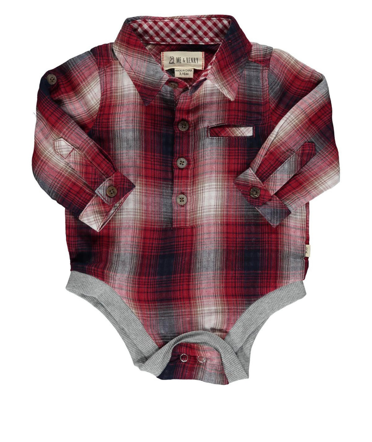 Red Plaid Woven Button Up